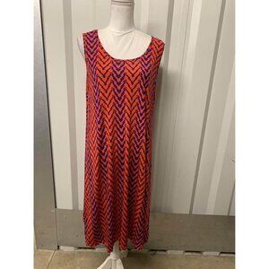 Ana & Kate Midi Dress Colorful Geometric Business Casual Orange Blue One Size
